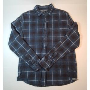 Grayers Heritage Flannel Shirt Men's Small Blue Gray Plaid Button Up 100% Cotton